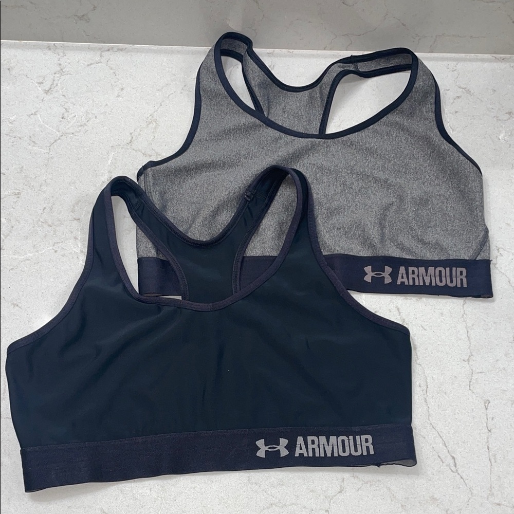 Set of 2 Under Armour Black and Gray Sports Bras